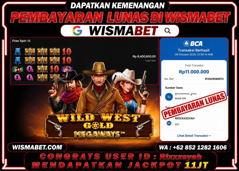 Wismabet - BUKTI KEMENANGAN Wild West Gold Rp11,000,000,- LUNAS